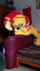 Size: 546x960 | Tagged: safe, artist:ec31314, derpibooru import, sunset shimmer, pony, irl, life size, photo, plushie