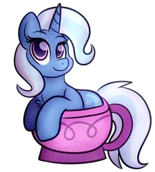 Size: 2300x2561 | Tagged: safe, artist:cutiepatootiee, derpibooru import, trixie, pony, unicorn, cup, cute, diatrixes, female, mare, simple background, solo, teacup, that pony sure does love teacups, transparent background