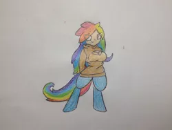 Size: 1024x768 | Tagged: artist:vivere-sectam129, clothes, derpibooru import, keyhole turtleneck, oc, oc:prism, parent:rainbow dash, safe, satyr, solo, sweater, traditional art, turtleneck, unofficial characters only