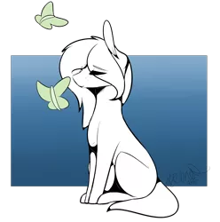 Size: 2791x2813 | Tagged: safe, artist:sweetmelon556, derpibooru import, oc, oc:teddy, unofficial characters only, butterfly, earth pony, pony, female, high res, mare, sitting, solo