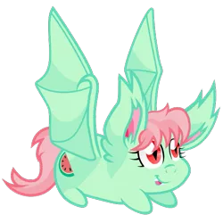 Size: 577x577 | Tagged: source needed, safe, artist:anonymous, derpibooru import, oc, oc:melon sprite, unofficial characters only, bat, bat pony, chibi, cute, simple background, solo, transparent background