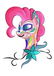 Size: 2895x4092 | Tagged: safe, artist:drgnwolf, derpibooru import, pinkie pie, earth pony, pony, bust, calavera, dia de los muertos, female, mare, simple background, solo, transparent background