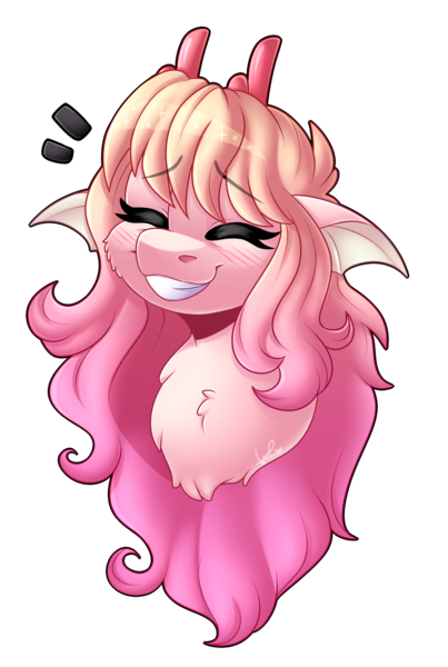 Size: 2438x3632 | Tagged: safe, artist:shyshyoctavia, derpibooru import, oc, oc:amatheia, unofficial characters only, merpony, pony, bust, eyes closed, female, high res, mare, portrait, simple background, smiling, solo, transparent background