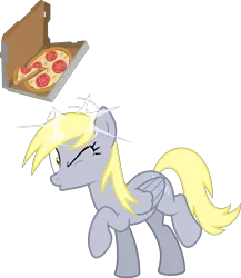 Size: 6400x7388 | Tagged: safe, artist:parclytaxel, derpibooru import, derpy hooves, pegasus, pony, rock solid friendship, .svg available, absurd resolution, duckface, female, food, mare, one eye closed, pizza, pizza box, raised hoof, simple background, solo, transparent background, vector