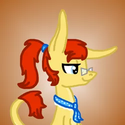 Size: 500x500 | Tagged: safe, artist:smannawarp, derpibooru import, oc, oc:brooke, unofficial characters only, donkey, pony, donkeysona, eyes half closed, female, floppy ears, glasses, hairband, kerchief, necktie, ponytail, smiling, solo