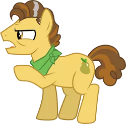 Size: 3063x3001 | Tagged: safe, artist:cloudyglow, derpibooru import, grand pear, earth pony, pony, the perfect pear, bandana, male, open mouth, simple background, solo, stallion, transparent background, vector, young grand pear, younger