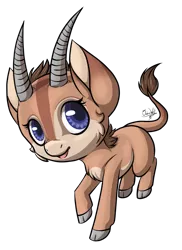 Size: 762x1048 | Tagged: animal in mlp form, antelope, artist:ombraniwolf, chibi, cloven hooves, derpibooru import, giant sable antelope, oc, oc:uganda, safe, smiling, unofficial characters only