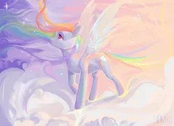 Size: 7992x5784 | Tagged: safe, artist:utauyan, derpibooru import, rainbow dash, pegasus, pony, absurd resolution, cloud, female, mare, solo, spread wings, wings