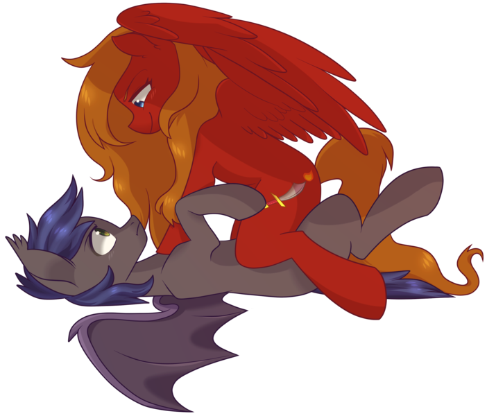 Size: 2750x2352 | Tagged: suggestive, artist:raponee, derpibooru import, oc, oc:blaze saber, oc:rook, unofficial characters only, bat pony, pegasus, pony, cutie mark, long mane, pinned, simple background, spread wings, straddling, transparent background, wings