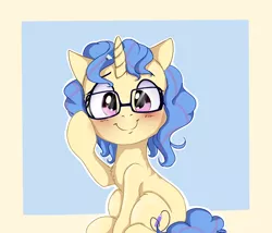 Size: 1400x1200 | Tagged: safe, artist:miokomata, derpibooru import, oc, unofficial characters only, pony, unicorn, cute, female, gift art, glasses, looking at you, mare, ocbetes, smiling