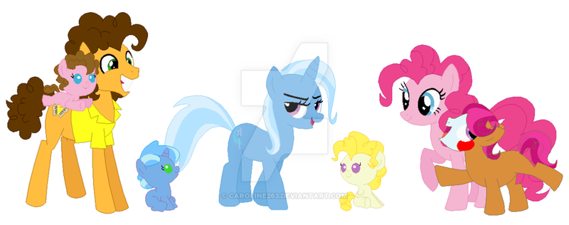 Size: 1024x405 | Tagged: safe, artist:hateful-minds, derpibooru import, cheese sandwich, pinkie pie, trixie, oc, pony, cheese sandwich gets all the mares, cheesepie, cheesetrixpie, cheesixie, female, lesbian, male, polyamory, shipping, straight, trixiepie