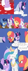 Size: 1600x4000 | Tagged: safe, artist:jake heritagu, derpibooru import, apple bloom, big macintosh, night light, princess celestia, scootaloo, sweetie belle, twilight sparkle, twilight sparkle (alicorn), twilight velvet, alicorn, pony, comic:ask motherly scootaloo, clothes, comic, crying, dress, female, hairpin, male, marriage, motherly scootaloo, shipping, straight, sweater, tears of joy, twimac, wedding, wedding dress