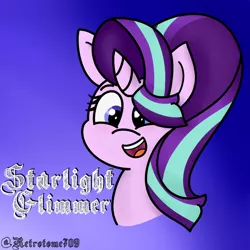 Size: 1000x1000 | Tagged: safe, artist:heartpallete, derpibooru import, starlight glimmer, pony, unicorn, bust, cute, female, glimmerbetes, mare, open mouth, portrait, simple background, smiling, solo