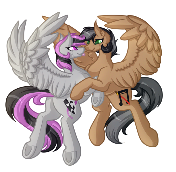 Size: 5329x5217 | Tagged: safe, artist:amazing-artsong, derpibooru import, oc, oc:artsong, oc:thespia, unofficial characters only, pegasus, pony, absurd resolution, crying, cute, female, lesbian, looking at each other, mare, oc x oc, shipping, simple background, smiling, tears of joy, transparent background, underhoof