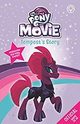 Size: 226x346 | Tagged: book, broken horn, cute, derpibooru import, eye scar, horn, merchandise, my little pony logo, my little pony: the movie, official, pretty pretty tempest, raised hoof, safe, scar, smiling, solo, tempestbetes, tempest shadow, tempest's story, when she smiles