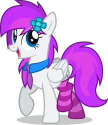 Size: 6200x7173 | Tagged: safe, artist:sharemyshipment, derpibooru import, oc, oc:lavanda, unofficial characters only, pegasus, pony, absurd resolution, clothes, female, happy, necktie, simple background, smiling, socks, solo, striped socks, transparent background, vector