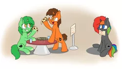 Size: 1920x1080 | Tagged: safe, artist:keplerspacepony, derpibooru import, oc, oc:digital sketch, oc:krylone, oc:pisty, unofficial characters only, pony, food, pizza, rainbow hair