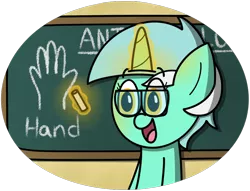 Size: 880x673 | Tagged: safe, artist:techreel, derpibooru import, lyra heartstrings, pony, unicorn, fanfic:anthropology, chalk, chalkboard, glasses, glowing horn, hand, humie, magic, simple background, solo, telekinesis, that pony sure does love hands, transparent background