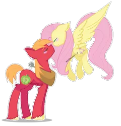 Size: 845x879 | Tagged: safe, artist:written145, derpibooru import, big macintosh, fluttershy, earth pony, pegasus, pony, female, fluttermac, male, mare, shipping, simple background, stallion, straight, transparent background