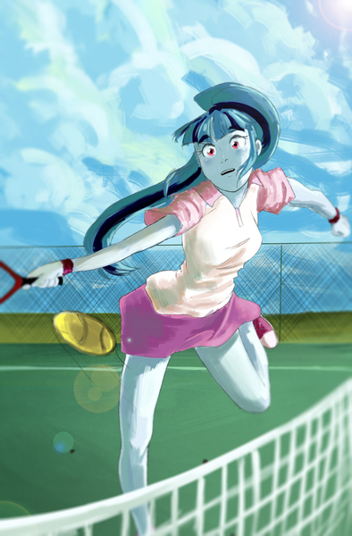 Size: 1900x2897 | Tagged: safe, artist:amazingpuffhair, derpibooru import, sonata dusk, equestria girls, rainbow rocks, clothes, cloud, converse, shoes, skirt, sneakers, solo, tennis, tennis ball, tennis racket