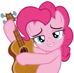 Size: 4398x4320 | Tagged: suggestive, artist:sollace, derpibooru import, pinkie pie, pony, honest apple, .svg available, absurd resolution, guitar, lip bite, looking at you, simple background, solo, transparent background, vector