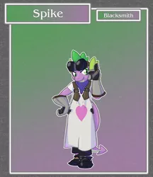 Size: 1688x1950 | Tagged: anthro, artist:brownie-bytes, blacksmith, crossover, derpibooru import, dragon, final fantasy, safe, solo, spike