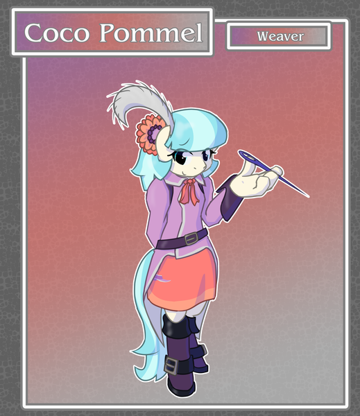 Size: 1688x1950 | Tagged: safe, artist:brownie-bytes, derpibooru import, coco pommel, anthro, earth pony, unguligrade anthro, crossover, final fantasy, solo, weaver