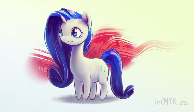 Size: 1200x690 | Tagged: safe, artist:incmyk, derpibooru import, rarity, pony, chibi, long neck, rarara, solo