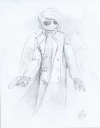 Size: 1280x1629 | Tagged: adam jensen, anthro, artist:the-minuscule-task, derpibooru import, deus ex, oc, oc:fleet wing, pegasus, safe, sketch, unofficial characters only, wings