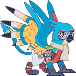 Size: 2834x2824 | Tagged: safe, artist:sketchmcreations, derpibooru import, gryphon, rito, griffonized, inkscape, kass, simple background, species swap, the legend of zelda, the legend of zelda: breath of the wild, transparent background, vector