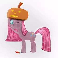 Size: 652x650 | Tagged: safe, artist:tranvybang123456789, derpibooru import, pinkie pie, pony, cute, cuteamena, food, halloween, holiday, jack-o-lantern, ketchup, knife, nightmare night, pinkamena diane pie, pumpkin, sauce