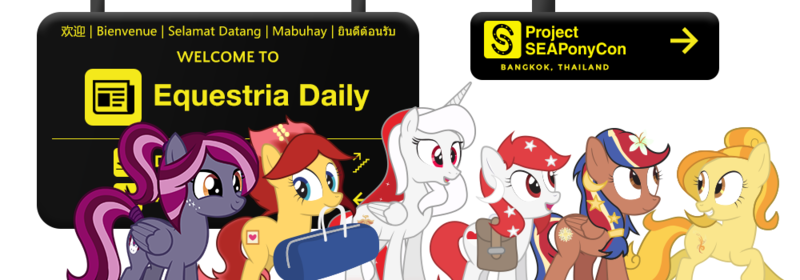 Size: 1000x350 | Tagged: safe, artist:dm29, derpibooru import, oc, oc:indonisty, oc:kwankao, oc:pearl shine, oc:rosa blossomheart, oc:spotlight splash, oc:temmy, ponified, alicorn, earth pony, pegasus, pony, equestria daily, project seaponycon, alicorn oc, female, group, indonesia, malaysia, mare, mascot, nation ponies, philippines, singapore, smiling, thailand