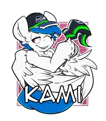 Size: 2100x2400 | Tagged: safe, artist:bbsartboutique, derpibooru import, oc, oc:kami, unofficial characters only, pegasus, pony, american football, badge, con badge, nfl, seattle seahawks, solo