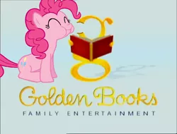 Size: 1010x767 | Tagged: safe, derpibooru import, pinkie pie, pony, closing logo, eating, golden books, logo, logo parody