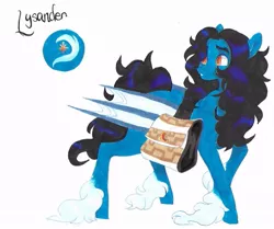 Size: 743x620 | Tagged: safe, artist:frozensoulpony, derpibooru import, oc, oc:lysander, unofficial characters only, bat pony, pony, male, parent:king sombra, parent:oc:aiobheall, parents:canon x oc, saddle bag, solo, stallion, traditional art