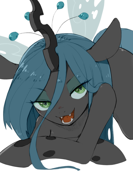 Size: 960x1280 | Tagged: artist:30clock, artist:rinku, bedroom eyes, changeling, changeling queen, colored, color edit, derpibooru import, edit, fangs, female, looking at you, open mouth, queen chrysalis, safe, simple background, solo, stupid sexy chrysalis, transparent background