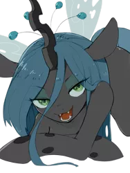 Size: 960x1280 | Tagged: artist:30clock, artist:rinku, bedroom eyes, changeling, changeling queen, colored, color edit, derpibooru import, edit, fangs, female, looking at you, open mouth, queen chrysalis, safe, simple background, solo, stupid sexy chrysalis, transparent background