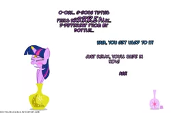 Size: 1050x694 | Tagged: safe, artist:navitaserussirus, derpibooru import, twilight sparkle, genie, pony, asktwixiegenies, cropped, suction