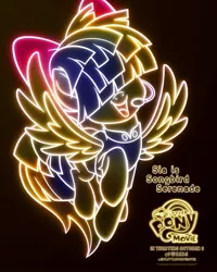 Size: 1500x1875 | Tagged: safe, derpibooru import, official, songbird serenade, pegasus, pony, my little pony: the movie, black background, headworn microphone, movie poster, my little pony logo, poster, sia (singer), simple background, solo