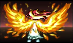 Size: 4398x2640 | Tagged: safe, artist:stormblaze-pegasus, derpibooru import, sunset shimmer, equestria girls, my past is not today, rainbow rocks, clothes, female, fiery shimmer, fiery wings, fire, ponied up, pony ears, rear view, solo, sunset phoenix