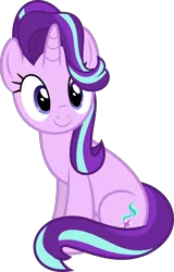 Size: 2879x4500 | Tagged: safe, artist:slb94, derpibooru import, starlight glimmer, pony, unicorn, c:, cute, female, glimmerbetes, looking at you, mare, simple background, sitting, smiling, solo, transparent background, vector