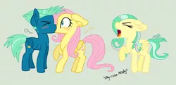 Size: 1280x621 | Tagged: safe, artist:melimoo2000, derpibooru import, fluttershy, sky stinger, oc, oc:static ocean stinger, pegasus, pony, blushing, crack shipping, female, fluttersky, kissing, male, mare, offspring, parent:fluttershy, parent:sky stinger, parents:fluttersky, shipping, simple background, straight