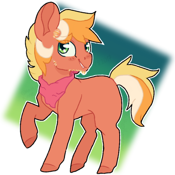 Size: 700x700 | Tagged: safe, artist:saltiesthoney, derpibooru import, oc, unofficial characters only, earth pony, pony, beard, blank flank, crack ship offspring, facial hair, male, neckerchief, offspring, parent:big macintosh, parent:ms. harshwhinny, parents:macwhinny, smiling, solo