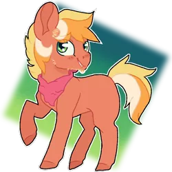 Size: 700x700 | Tagged: safe, artist:saltiesthoney, derpibooru import, oc, unofficial characters only, earth pony, pony, beard, blank flank, crack ship offspring, facial hair, male, neckerchief, offspring, parent:big macintosh, parent:ms. harshwhinny, parents:macwhinny, smiling, solo