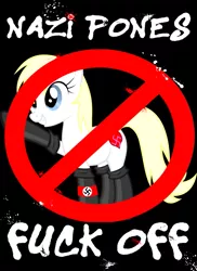 Size: 583x800 | Tagged: safe, artist:accu, artist:batwingcandlewaxxe, derpibooru import, edit, oc, oc:aryanne, unofficial characters only, earth pony, pony, anti-nazism, antifa, black background, blonde, boots, clothes, dead kennedys, female, grin, heil, homosexuality, image, mare, nazi, nazi armband, png, politics, punk, raised hoof, shoes, show accurate, simple background, smiling, socks, solo, song reference, swastika, text, vulgar