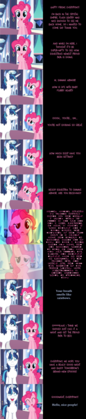 Size: 2000x9675 | Tagged: safe, artist:mlp-silver-quill, derpibooru import, pinkie pie, shining armor, earth pony, pony, unicorn, comic:pinkie pie says goodnight, absurd resolution, comic, cracked armor, crystal castle, crystal empire, duo, female, font, male, mare, psychedelic, sleep deprivation, sleepless, stallion, wingdings