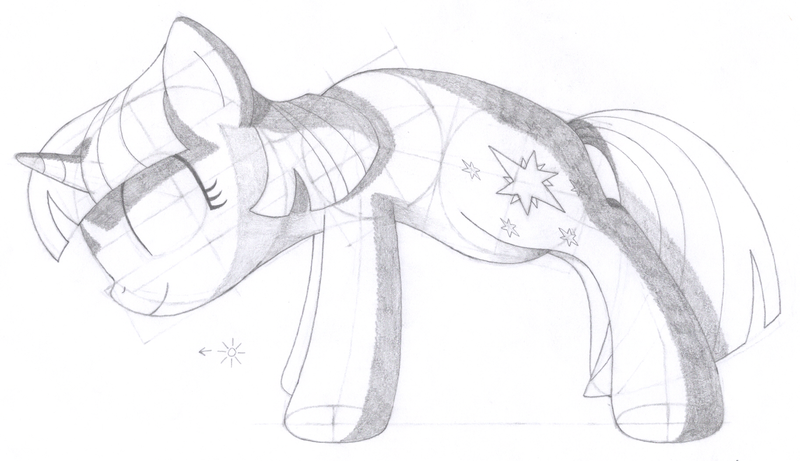 Size: 1824x1050 | Tagged: safe, artist:aafh, derpibooru import, twilight sparkle, pony, unicorn, monochrome, solo, traditional art