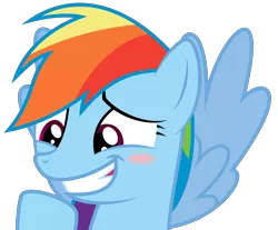 Size: 6045x5000 | Tagged: safe, artist:soren-the-owl, derpibooru import, rainbow dash, pony, rarity investigates, absurd resolution, blushing, grin, inkscape, ponyscape, simple background, smiling, solo, transparent background, vector