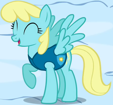 Size: 446x415 | Tagged: safe, derpibooru import, screencap, sassaflash, pegasus, pony, winter wrap up, background pony, cropped, eyes closed, female, happy, mare, raised hoof, snow, solo, weather team, winter wrap up vest