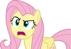 Size: 8441x5860 | Tagged: safe, artist:frownfactory, derpibooru import, fluttershy, pegasus, pony, fame and misfortune, .svg available, absurd resolution, angry, blue eyes, female, mare, pink hair, pink mane, pink tail, simple background, solo, svg, transparent background, uvula, vector, wings, yellow coat